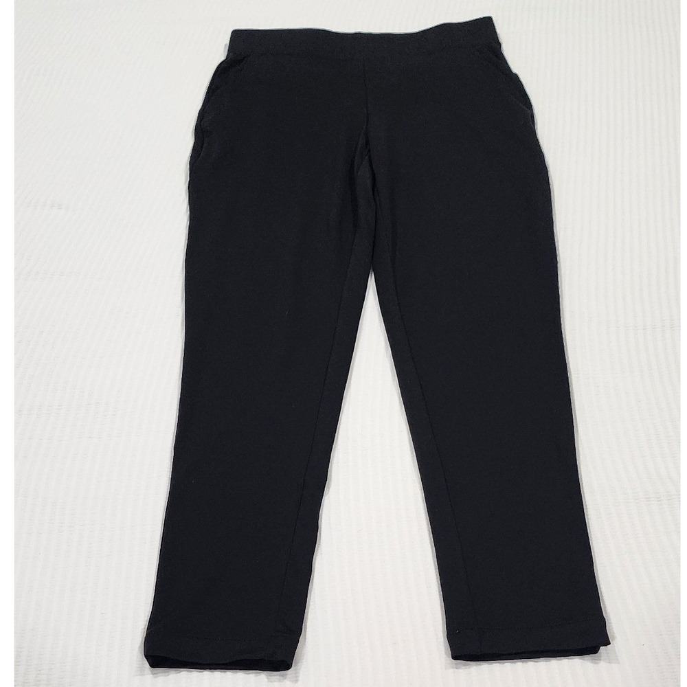 Bamans Womens Black Pull On Dress Pants Straight Leg Yoga Work Trousers Size M